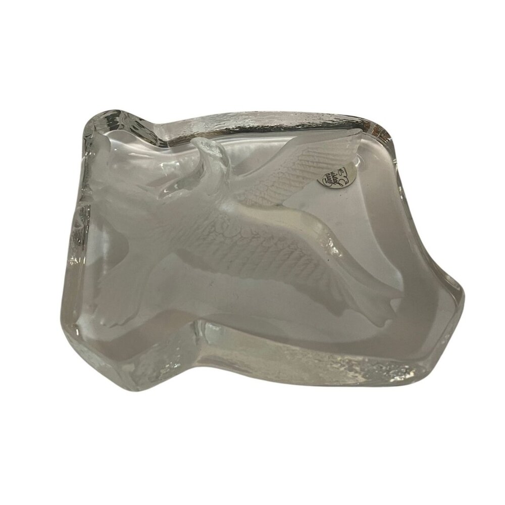 Cristal DArques France Lead Crystal Eagle Bird Paper Holder 4 1/3 x 3 1/2"‎